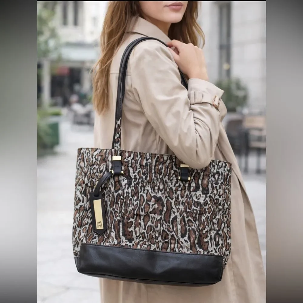 Antonio Melani Leopard Print Leather Tote Bag